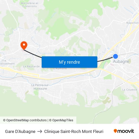 Gare D'Aubagne to Clinique Saint-Roch Mont Fleuri map