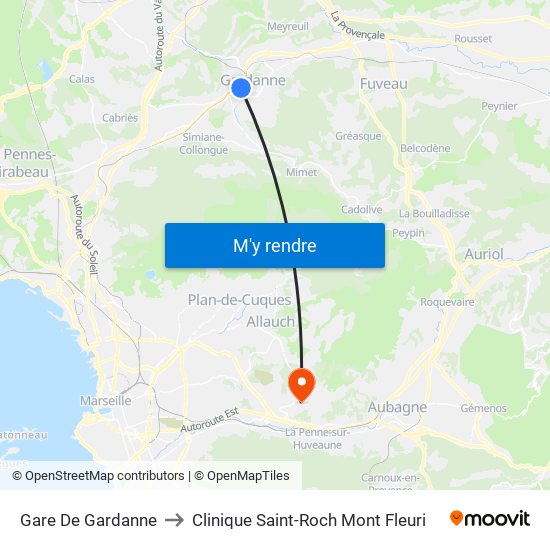Gare De Gardanne to Clinique Saint-Roch Mont Fleuri map