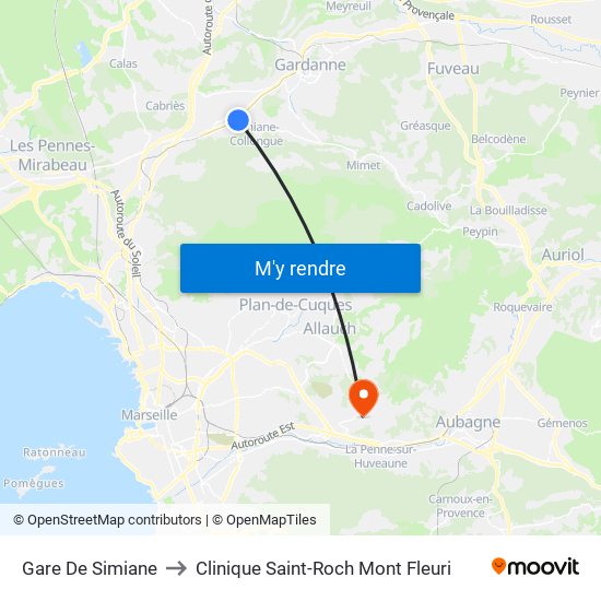 Gare De Simiane to Clinique Saint-Roch Mont Fleuri map