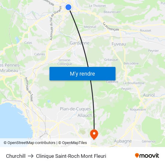 Churchill to Clinique Saint-Roch Mont Fleuri map