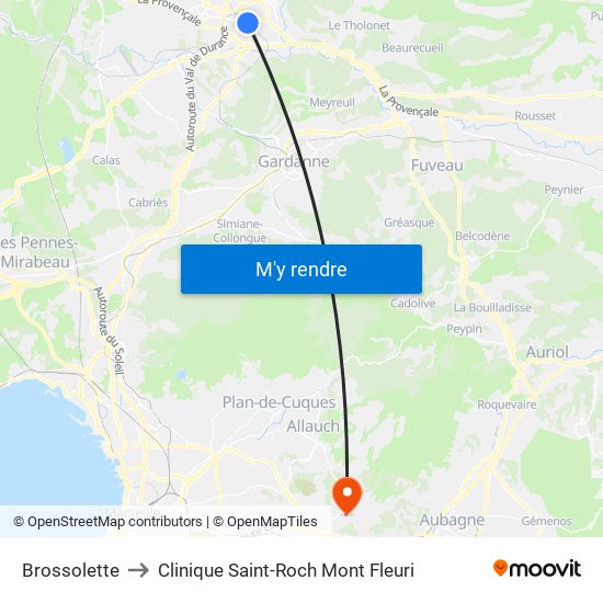 Brossolette to Clinique Saint-Roch Mont Fleuri map