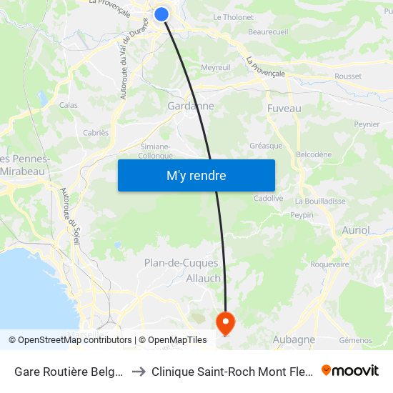 Gare Routière Belges to Clinique Saint-Roch Mont Fleuri map