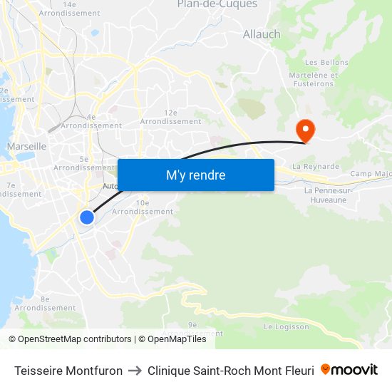 Teisseire Montfuron to Clinique Saint-Roch Mont Fleuri map