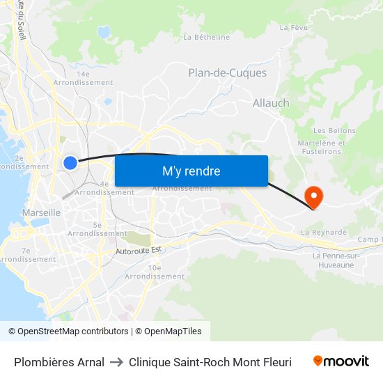 Plombières Arnal to Clinique Saint-Roch Mont Fleuri map