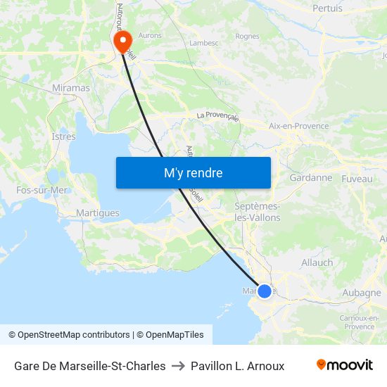 Gare De Marseille-St-Charles to Pavillon L. Arnoux map