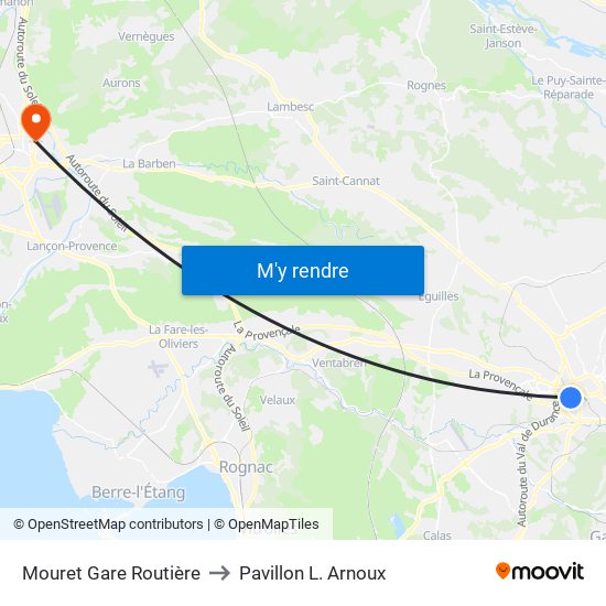 Mouret Gare Routière to Pavillon L. Arnoux map