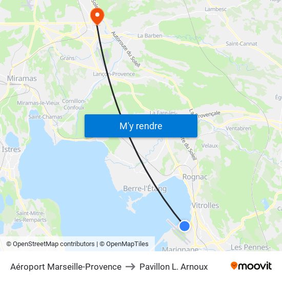 Aéroport Marseille-Provence to Pavillon L. Arnoux map