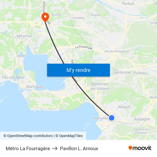 Métro La Fourragère to Pavillon L. Arnoux map