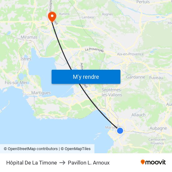 Hôpital De La Timone to Pavillon L. Arnoux map
