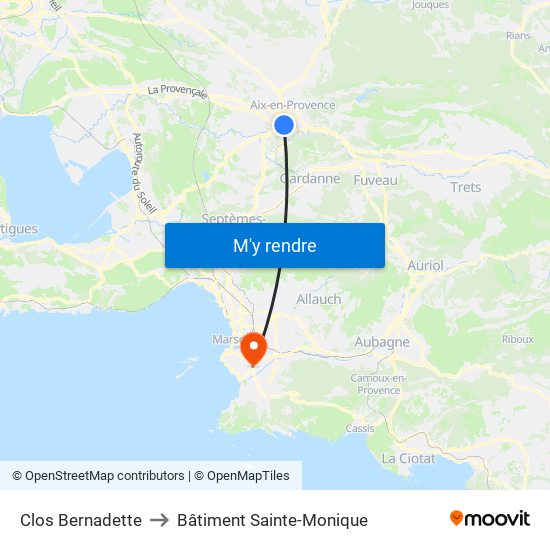 Clos Bernadette to Bâtiment Sainte-Monique map