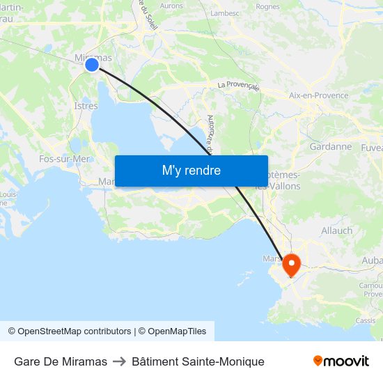 Gare De Miramas to Bâtiment Sainte-Monique map