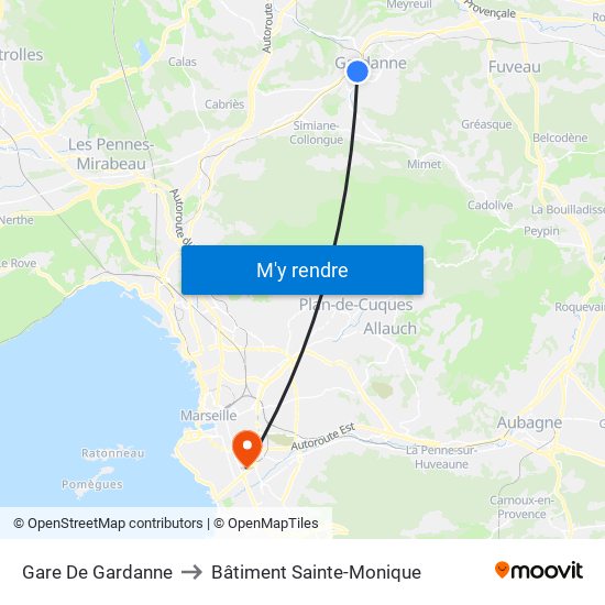 Gare De Gardanne to Bâtiment Sainte-Monique map