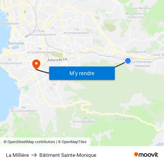 La Millière to Bâtiment Sainte-Monique map