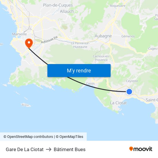 Gare De La Ciotat to Bâtiment Bues map