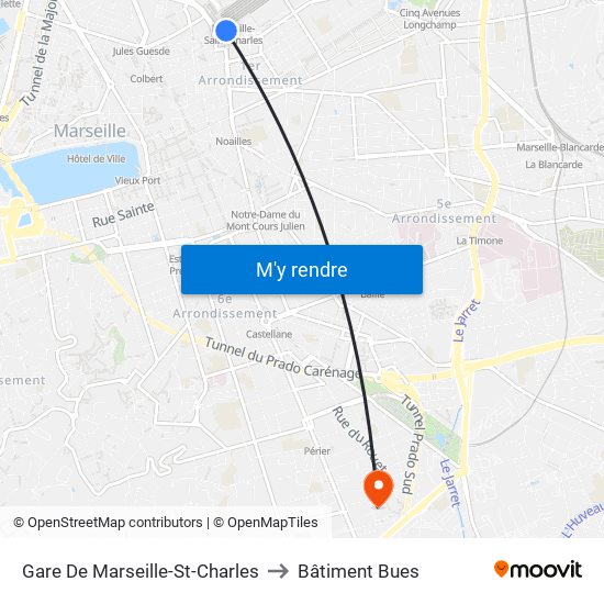 Gare De Marseille-St-Charles to Bâtiment Bues map