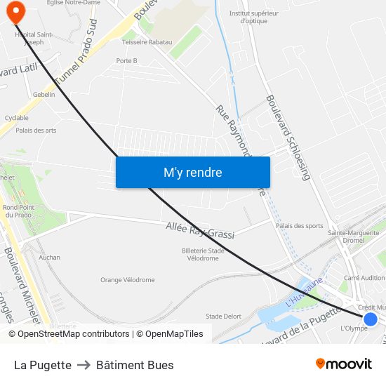 La Pugette to Bâtiment Bues map