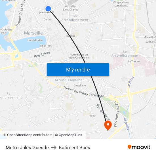 Métro Jules Guesde to Bâtiment Bues map