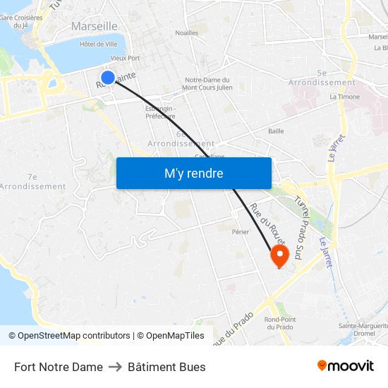 Fort Notre Dame to Bâtiment Bues map