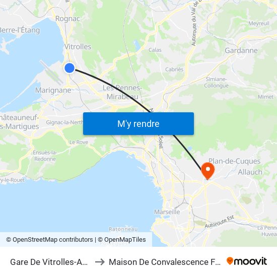 Gare De Vitrolles-Aér-Marseille to Maison De Convalescence Fernande Berger map