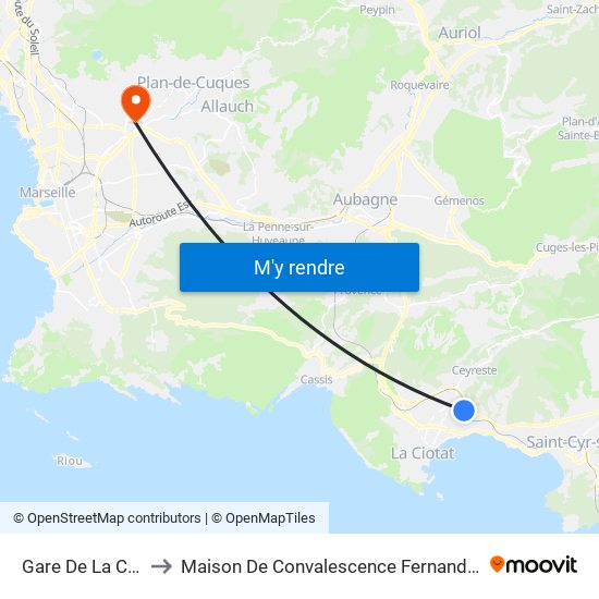 Gare De La Ciotat to Maison De Convalescence Fernande Berger map