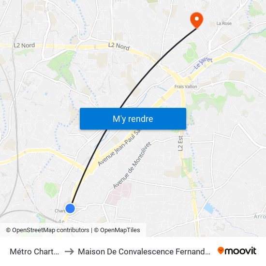 Métro Chartreux to Maison De Convalescence Fernande Berger map