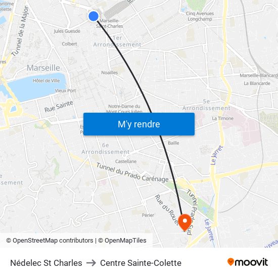 Nédelec St Charles to Centre Sainte-Colette map