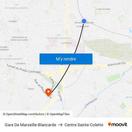 Gare De Marseille-Blancarde to Centre Sainte-Colette map