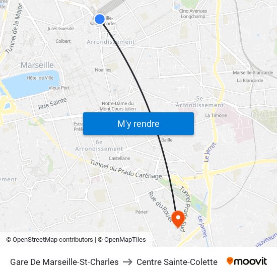 Gare De Marseille-St-Charles to Centre Sainte-Colette map