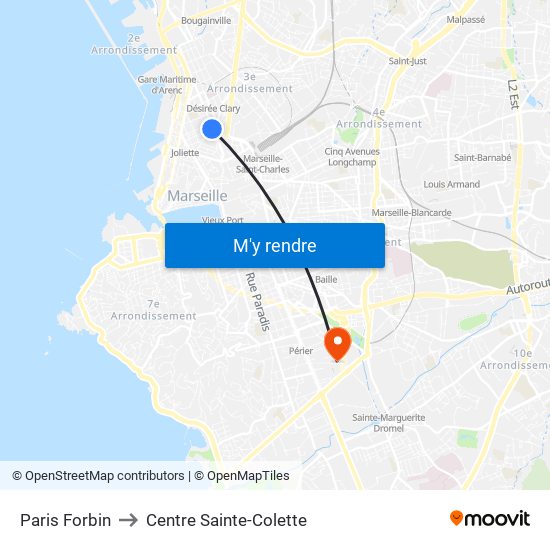 Paris Forbin to Centre Sainte-Colette map