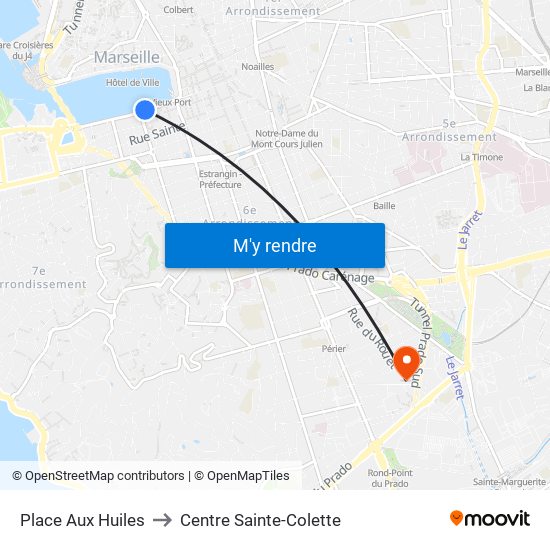 Place Aux Huiles to Centre Sainte-Colette map