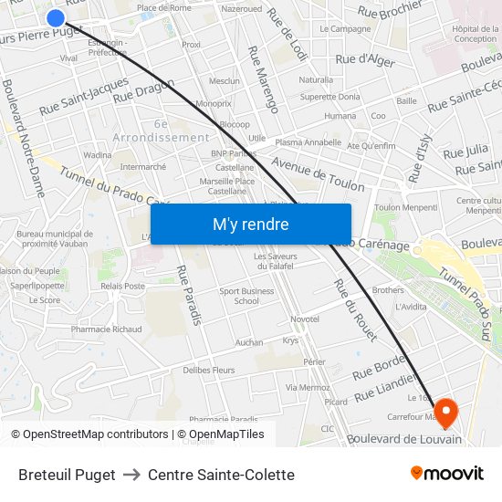 Breteuil Puget to Centre Sainte-Colette map