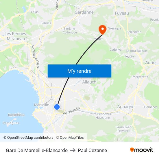 Gare De Marseille-Blancarde to Paul Cezanne map