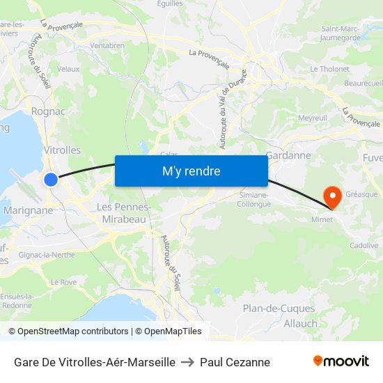 Gare De Vitrolles-Aér-Marseille to Paul Cezanne map