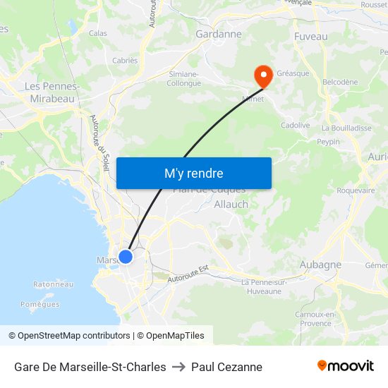 Gare De Marseille-St-Charles to Paul Cezanne map