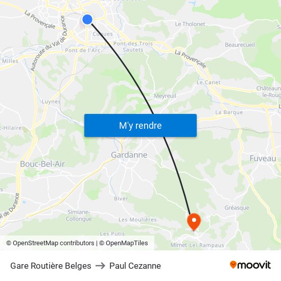 Gare Routière Belges to Paul Cezanne map