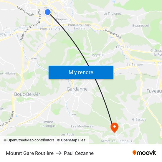 Mouret Gare Routière to Paul Cezanne map
