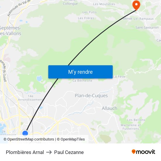 Plombières Arnal to Paul Cezanne map