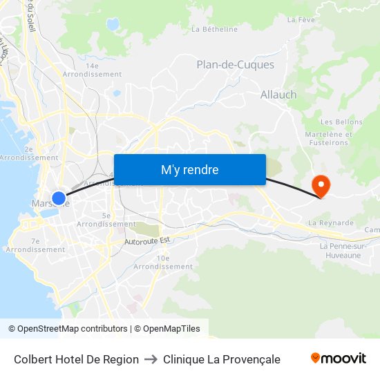 Colbert Hotel De Region to Clinique La Provençale map