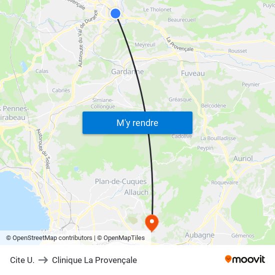 Cite  U. to Clinique La Provençale map