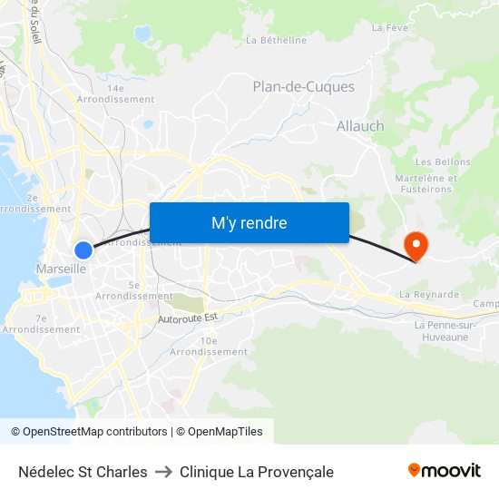 Nédelec St Charles to Clinique La Provençale map