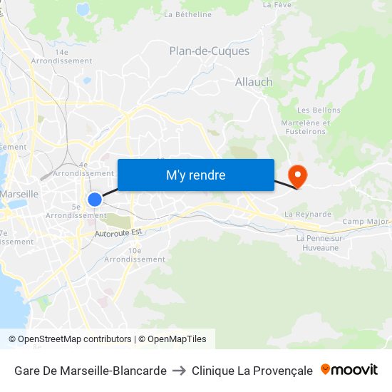 Gare De Marseille-Blancarde to Clinique La Provençale map