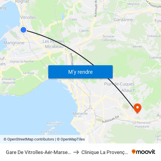 Gare De Vitrolles-Aér-Marseille to Clinique La Provençale map