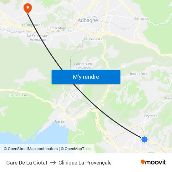 Gare De La Ciotat to Clinique La Provençale map