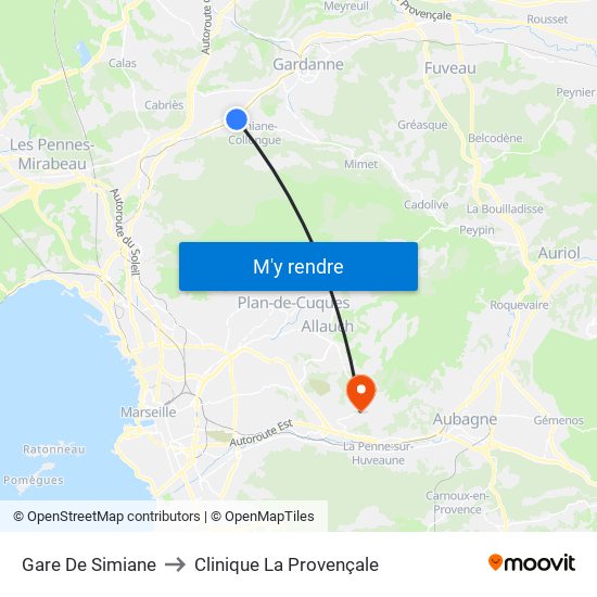 Gare De Simiane to Clinique La Provençale map
