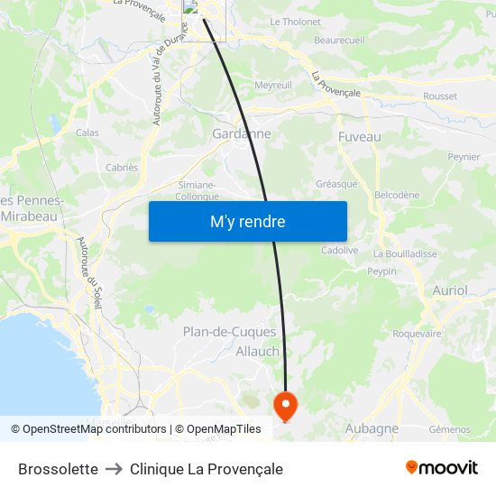 Brossolette to Clinique La Provençale map