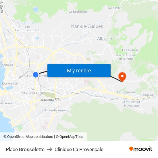 Place Brossolette to Clinique La Provençale map