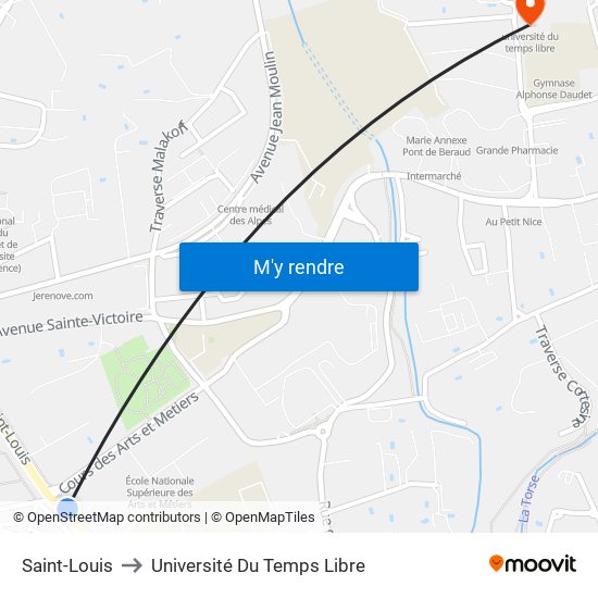 Saint-Louis to Université Du Temps Libre map