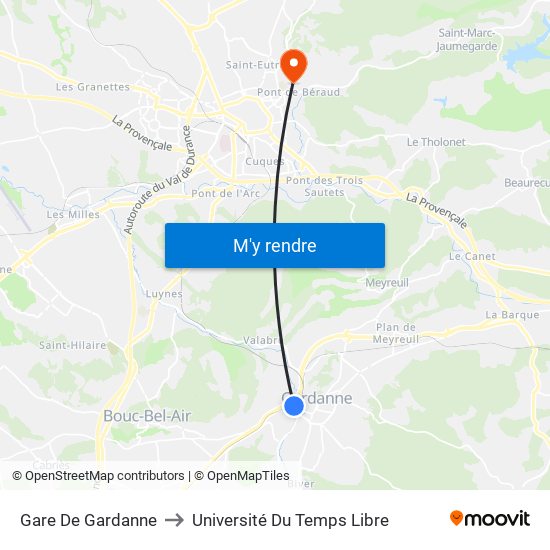 Gare De Gardanne to Université Du Temps Libre map