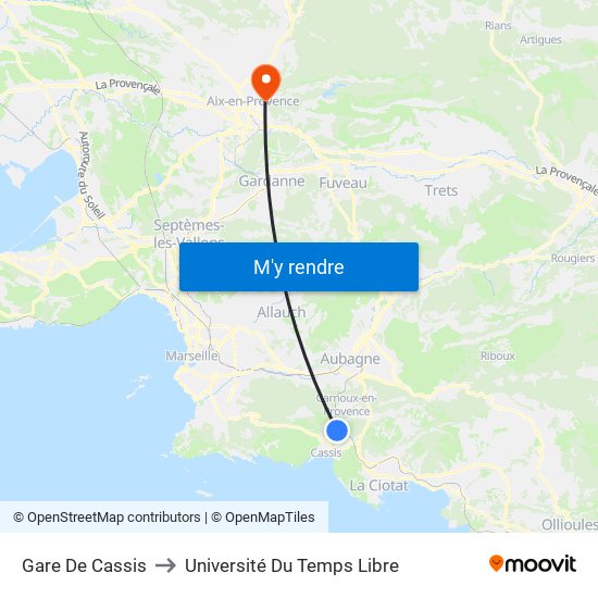 Gare De Cassis to Université Du Temps Libre map