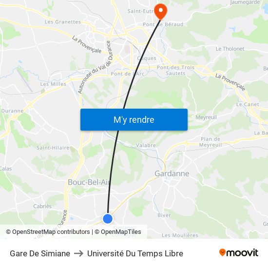 Gare De Simiane to Université Du Temps Libre map